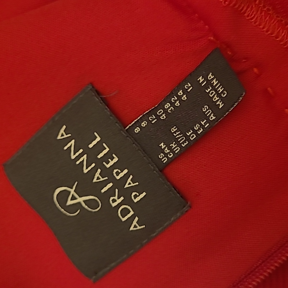 EUC Adrianna Papell Red Double Fringe Hem Sleeveless Cocktail Dress - Picture 10 of 14